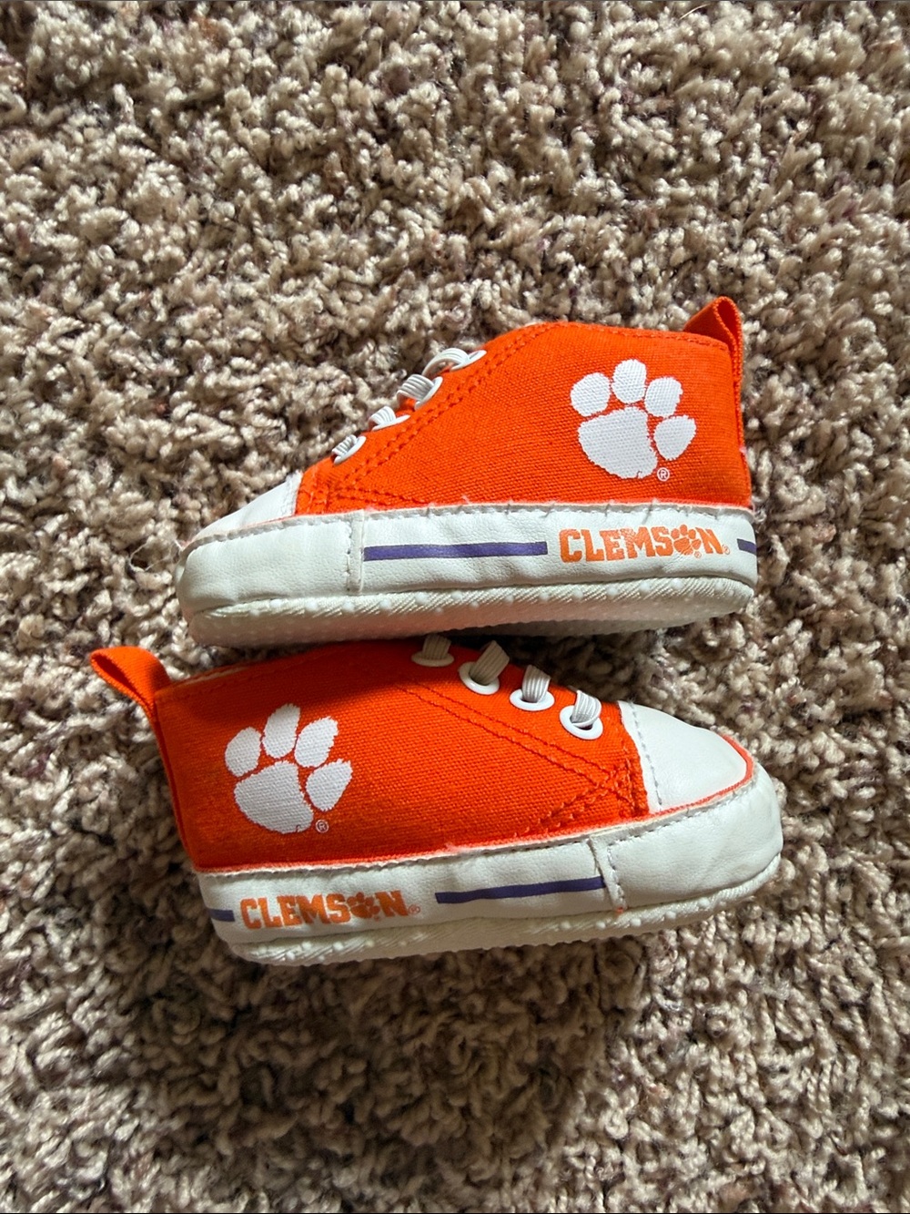 Baby Fanatic Orange and White Clemson Paw Canvas Baby Sneakers